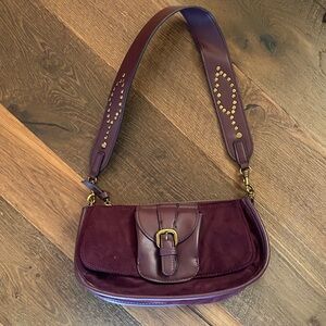 No Boundaries small faux suede Burgundy Shoulder Bag